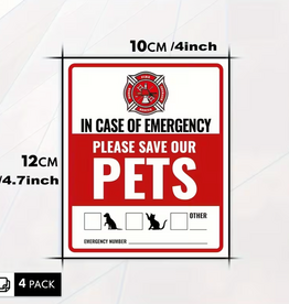 Temu "Emergency" Pet Sticker" 4 x 4.7" - 1pc.