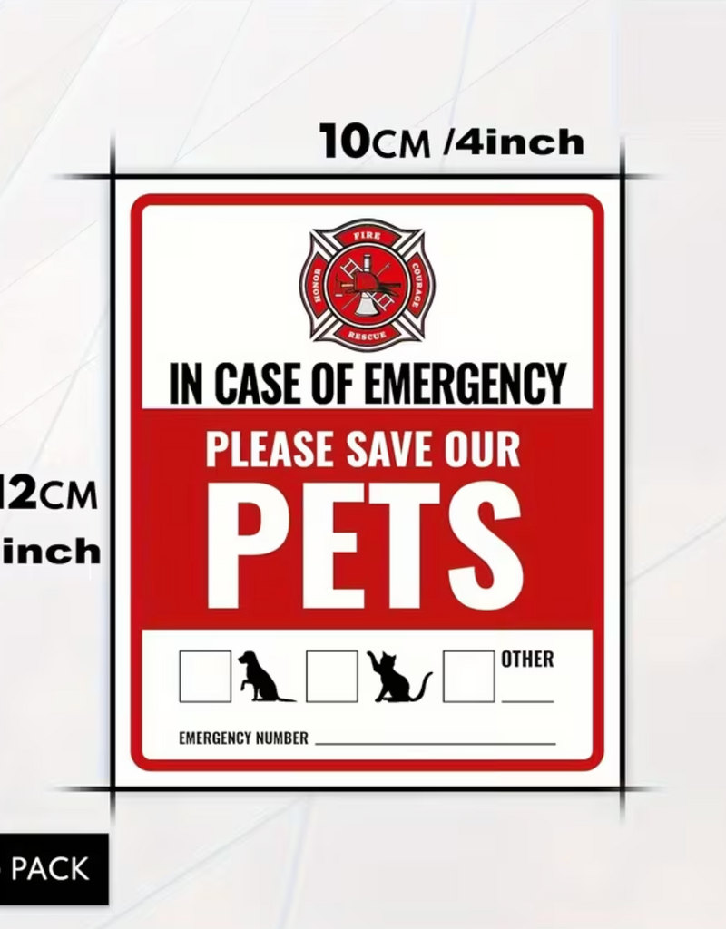 Temu "Emergency" Pet Sticker" 4 x 4.7" - 1pc.