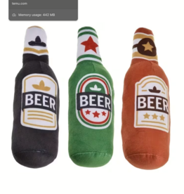 Temu Beer Bottle Shaped Squeaky Dog Toy - Assorted Colours 1pc