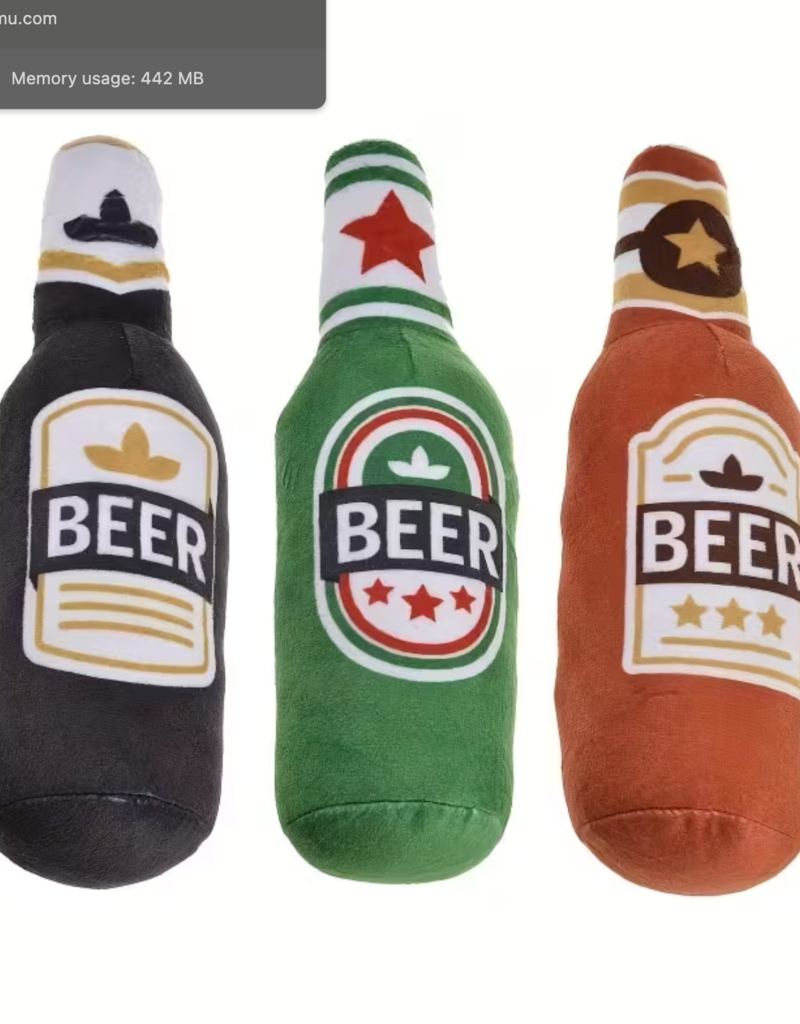 Temu Beer Bottle Shaped Squeaky Dog Toy - Assorted Colours 1pc