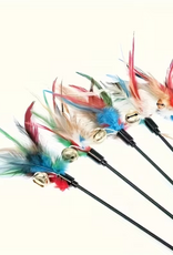 Temu Wand Cat Toy with Feathers & Bells - Assorted Colours 1pc