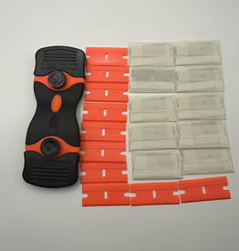 Temu Double-Ended Glass Scraper with 10 Metal Blades & 10 Plastic Blades