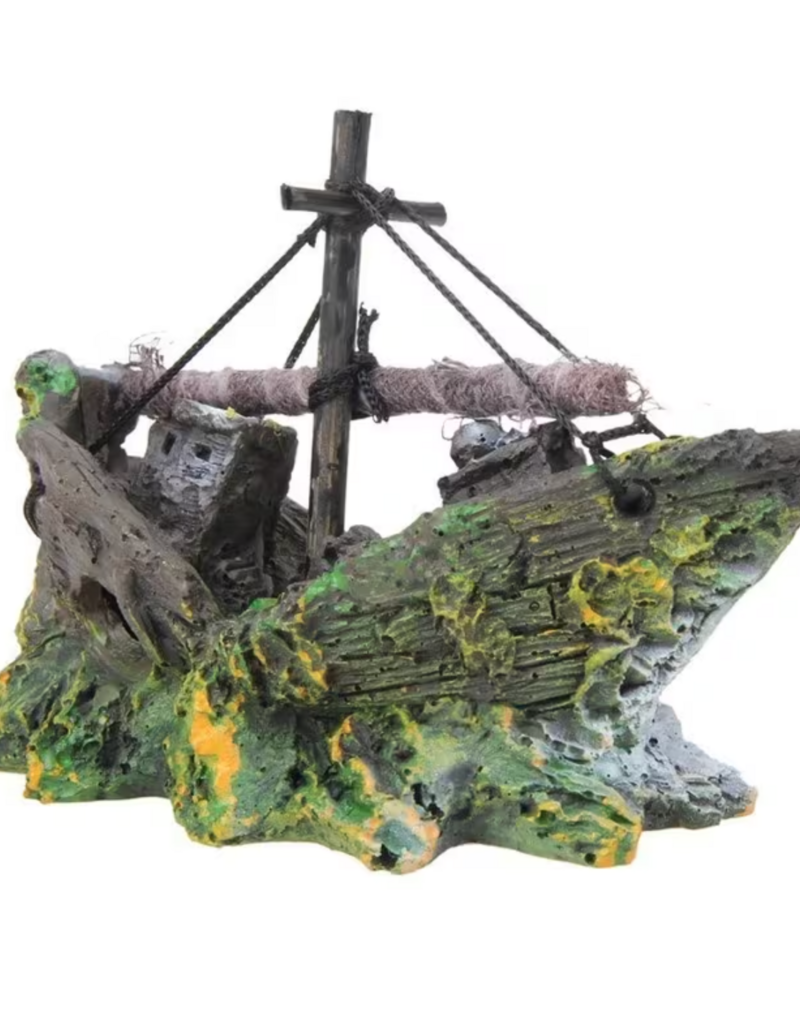 Temu Resin Aquarium Ornament - Vintage Boat