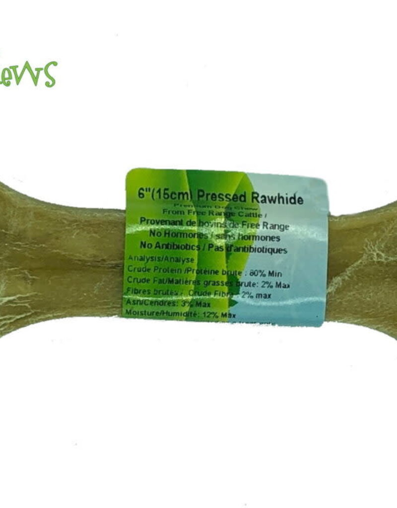 Nature's Own Dog Chews Bulk - Pressed Buffalo Rawhide Bone 6″ - 1pc.