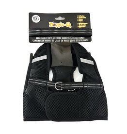 Doggie-Q Doggie-Q Mesh Dog Harness & Leash Combo - Black - XXL