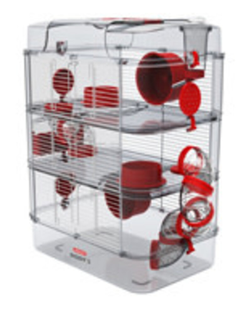 Zolux Zolux Rody3 Trio Hamster Cage - 3-story - Grenadine - 16.14 x 10.62 x 20.86 in