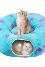 Temu FantasReen Cat Tunnel Bed with Washable Cushion - Blue Purple Donut