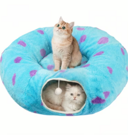 Temu FantasReen Cat Tunnel Bed with Washable Cushion - Blue Purple Donut