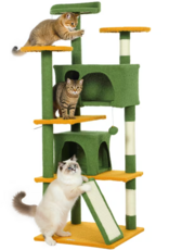 Temu PawHut Cat Tower with Scratching Posts, Cat Condos, and Ramp 54in - Green