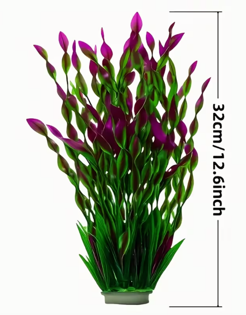 Temu Artificial Aquatic Plant with Purple Flowers & Green Leaves 12.6" - 1pc