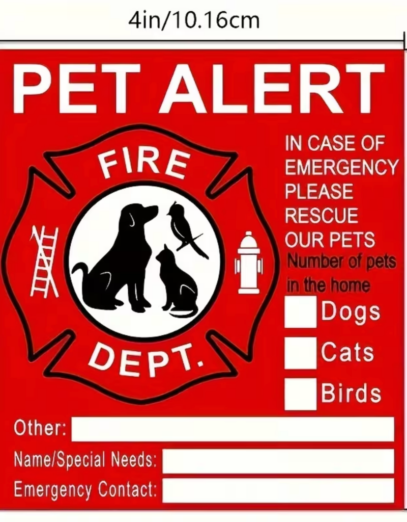 Temu "Emergency" Pet Sticker" 4 x 4.5" - 1pc.
