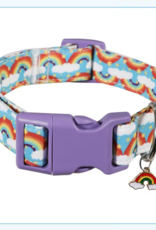 Temu Adjustable Dog Collar - Purple Rainbow - Large
