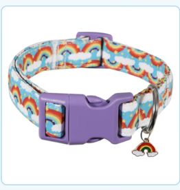 Temu Adjustable Dog Collar - Purple Rainbow - XSmall
