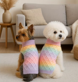 Temu Knitted Turtleneck Dog Sweater 1pc. - Rainbow - XS