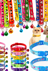 Temu Adjustable Pet Collar with Bell - Assorted Colors/Patterns - 1pc.