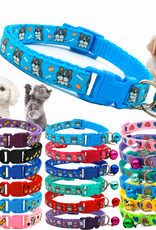Temu Adjustable Pet Collar with Bell - Assorted Colors/Patterns - 1pc.