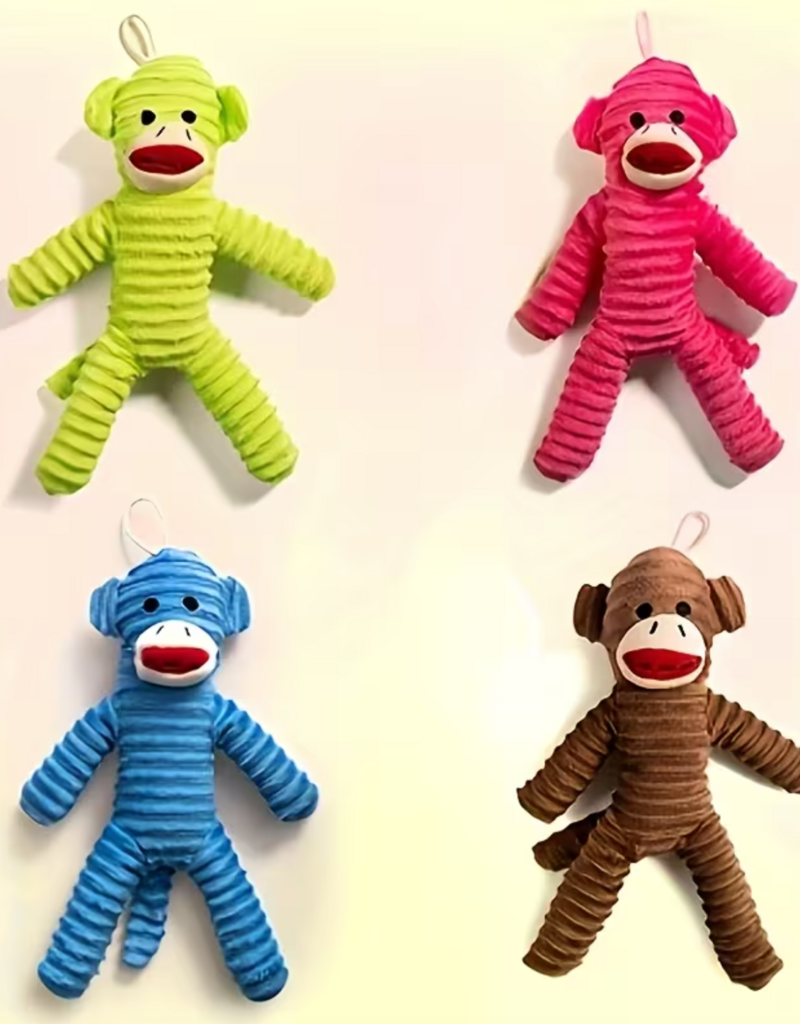 Temu Plush Squeaky Dog Toy - Monkey - Assorted Colours 1pc.