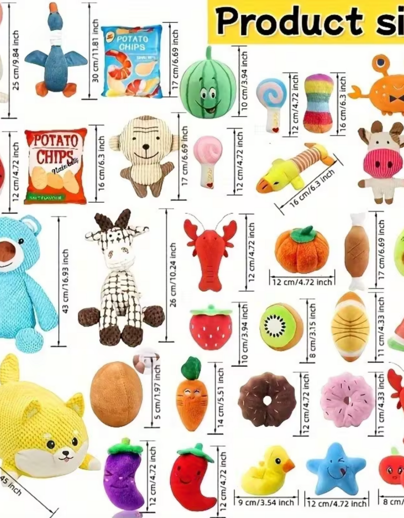 Temu Assorted Plush Toys for Dogs - Small 1pc.