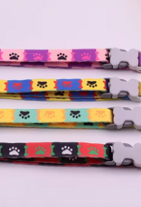Temu Adjustable Nylon Pet Collar with Bell & Paw Print Pendant - Assorted Colours - 1pc.