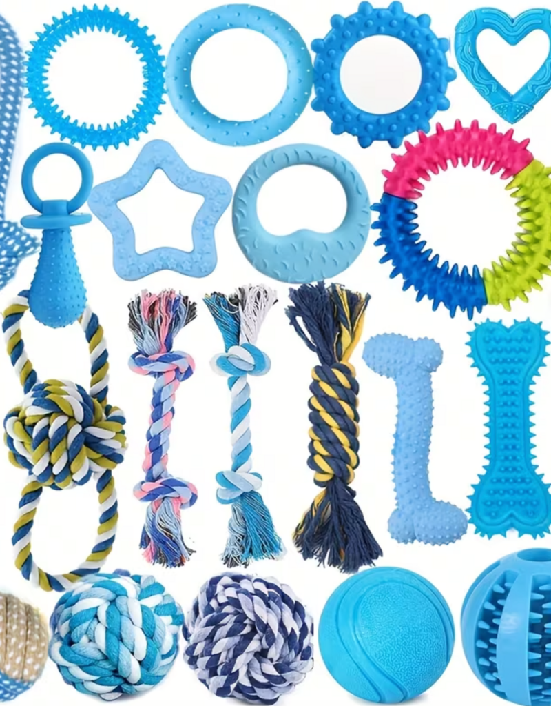 Temu Assorted Puppy Toys - Assorted Styles - Blue Patterns 1pc