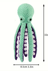 Temu Squeaky Plush Dog Toy - Octopus - Teal/Purple 1pc.