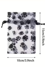 Temu Paw Print Gauze Gift Bag - 1pc