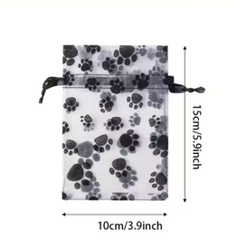 Temu Paw Print Gauze Gift Bag - 1pc