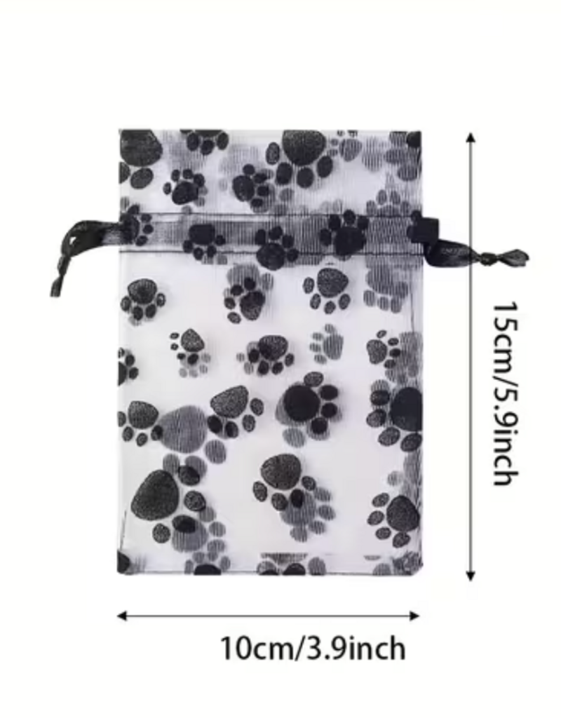 Temu Paw Print Gauze Gift Bag - 1pc