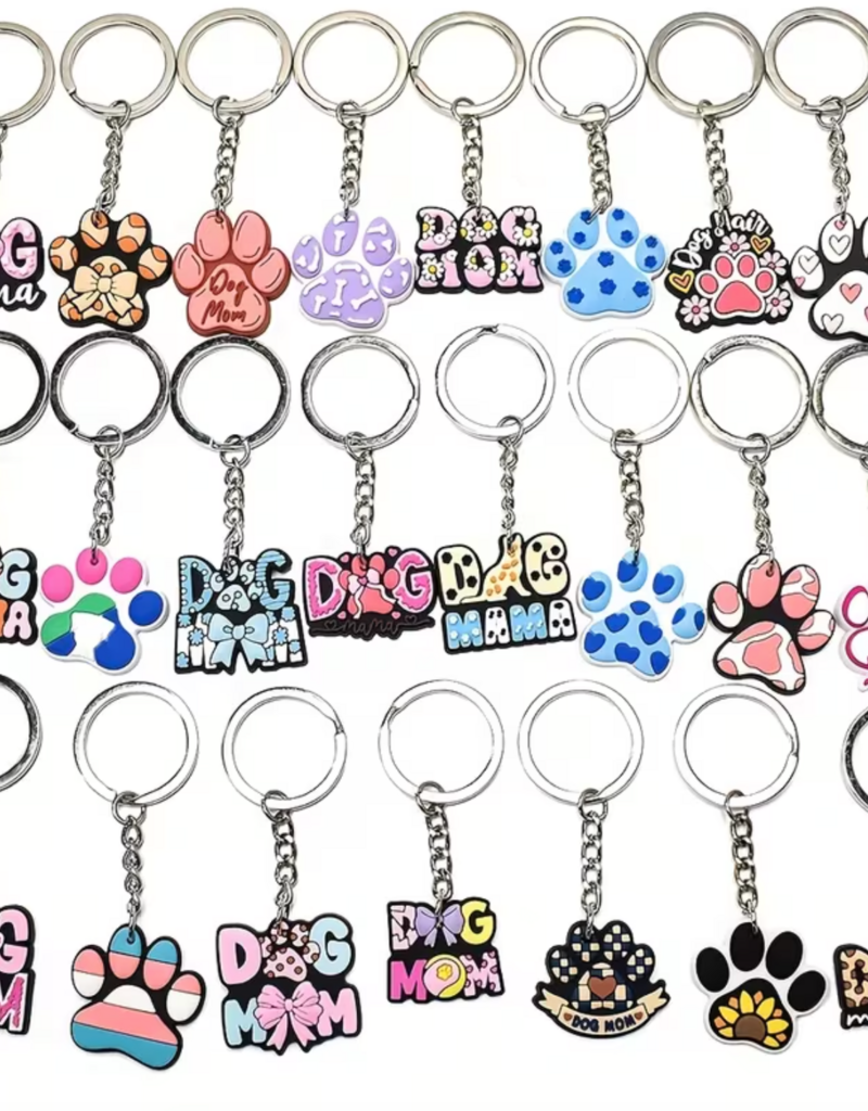 Temu Paw Print Keychains - Assorted Patterns & Colours 1pc.