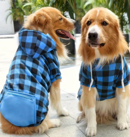 Doogle Doogle Zip Pocket Pet Hoodie - Blue Checkered - XXL