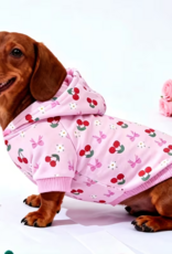 BinBin Pet Hoodie - Light Pink with Cherries - XXLarge