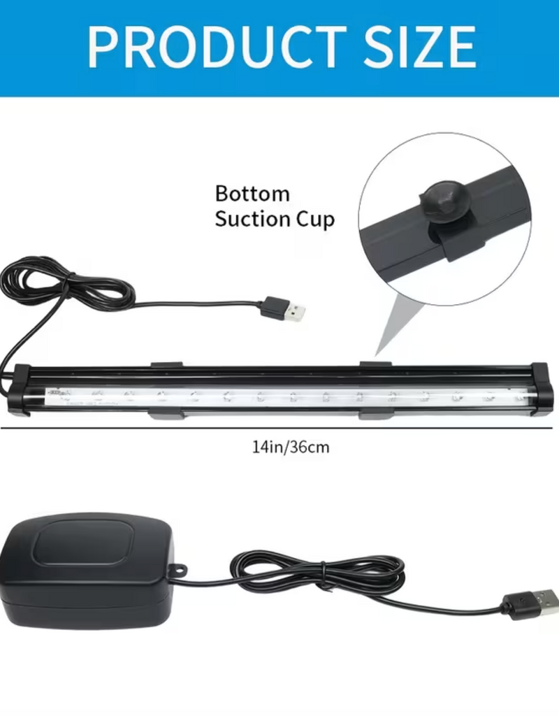 Temu Aquarium Light with Air Bubbler Pump 14in