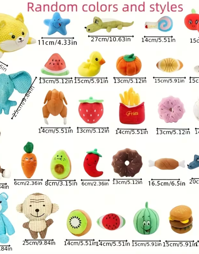 Temu Assorted Plush Toys for Dogs - Small 1pc.