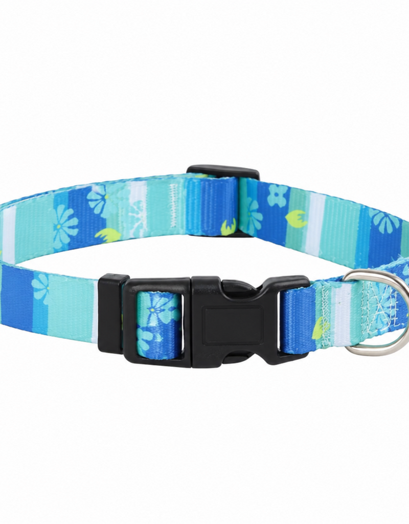 Temu Adjustable Dog Collar - Cyan Pattern - LG