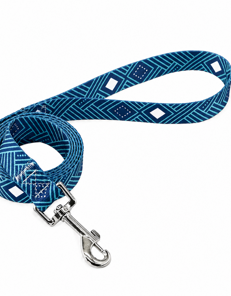 Temu Dog Leash - Peacock Blue Pattern - XS