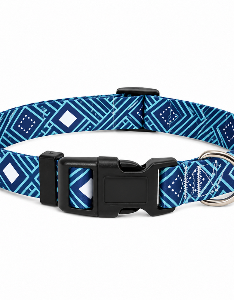Temu Adjustable Dog Collar - Peacock Blue Pattern - XS