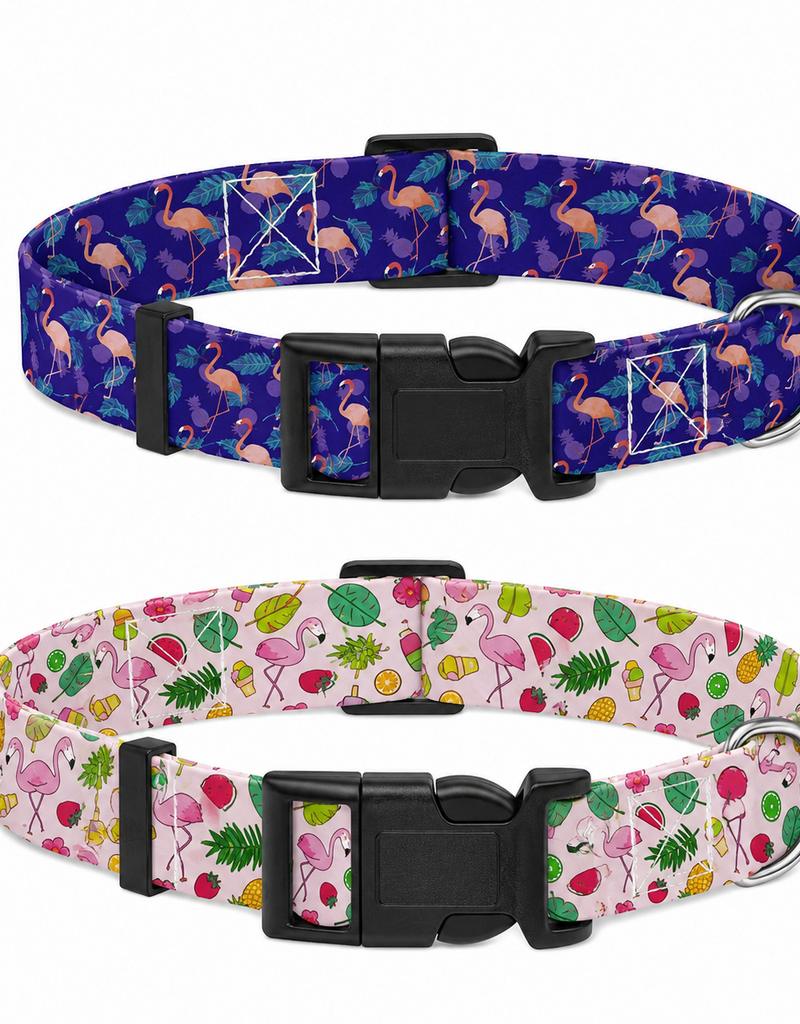 Temu Adjustable Dog Collar - Assorted Flamingo Patterns 1pc - LG