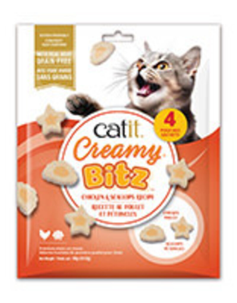 Catit Catit Creamy Bitz Soft Cat Treats - Chicken and Scallops Recipe - 4 pack - 48g (1.7 oz)