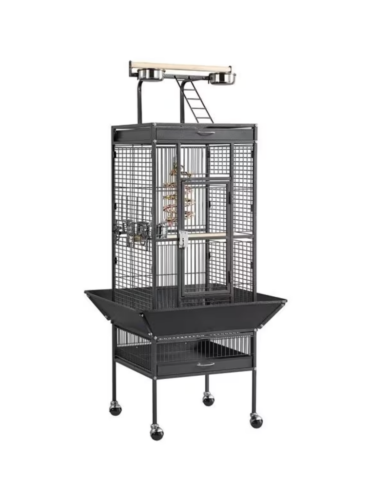Temu Alden Design Bird Cage with Play Top - Black - 26" x 18" x 61.5"