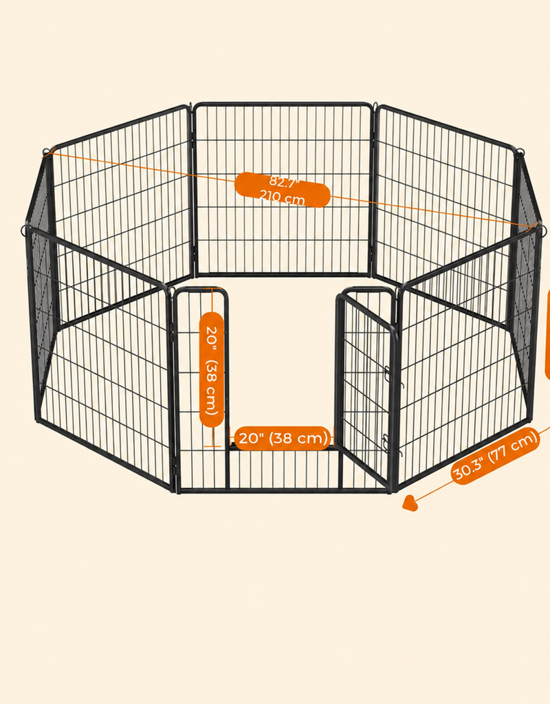 Temu Portable Metal Pet Play Pen - 8 Interlocking Panels - H 31.5"