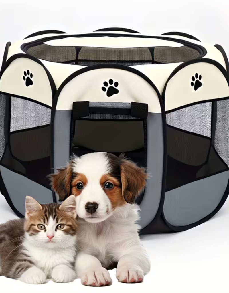 Temu Foldable/Portable Pet Play Pen - Grey - Small (29" x 18")