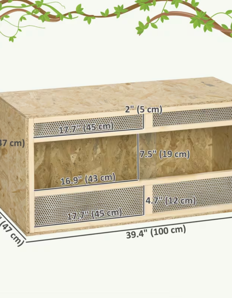 Temu Wooden Reptile Terrarium with Sliding Doors - 58 Gal - 39" x 18.5" x 18.5"