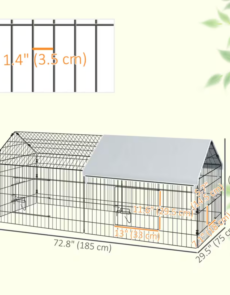 PawHut PawHut Small Animal Playpen with Doors - L 73"