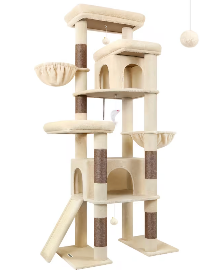 Temu Globlazer Cat Tree Tower with Scratching Posts, Perches & Cat Houses 78" - Beige