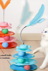 Temu Cat Carousel Toy - Feather and Rotating Rolling Ball - Assorted Colours