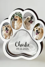 Temu Wooden Memorial Pet Paw Photo Frame with Hair Collection - White