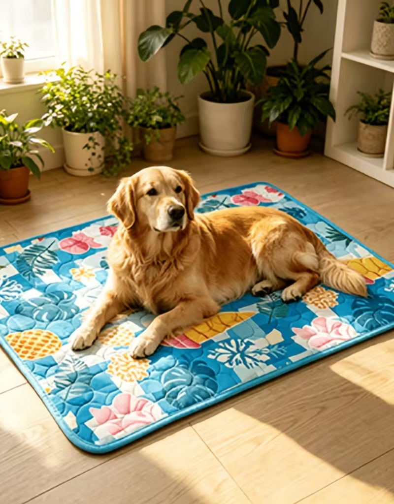 Temu Pet Cooling Mat - Blue Rainforest - XL (39.3in x 27.5in)