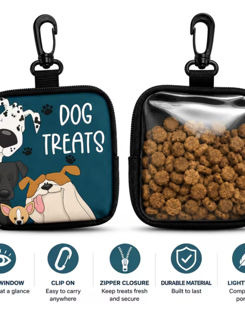 Temu Portable Clip On Dog Treat Pouch - Assorted Dog Designs 1pc