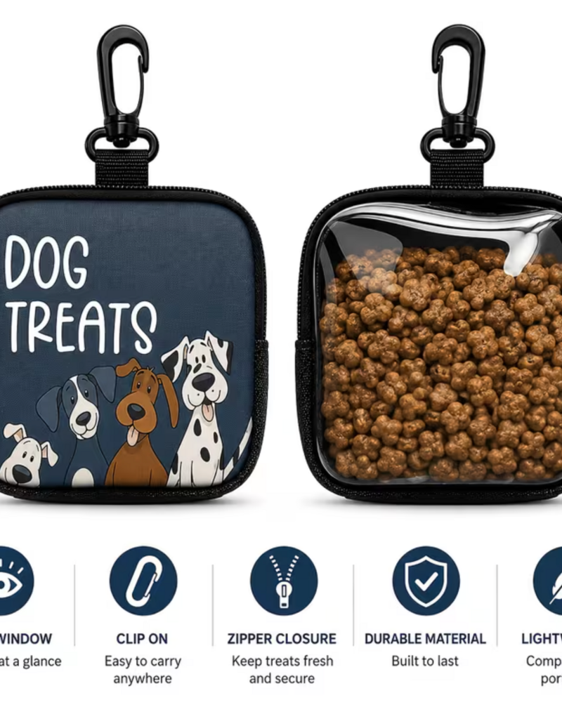 Temu Portable Clip On Dog Treat Pouch - Assorted Dog Designs 1pc