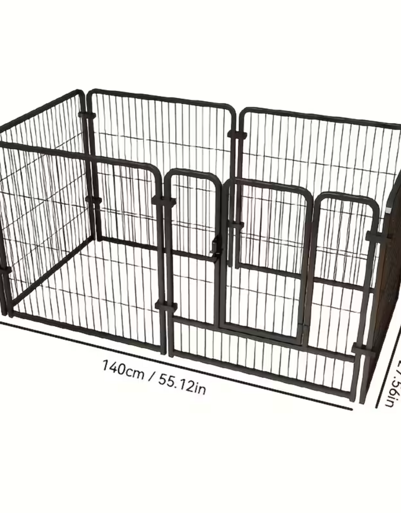 Temu Portable Metal Pet Play Pen / Fence - Black (55.12" x 27.56" x 31.50")